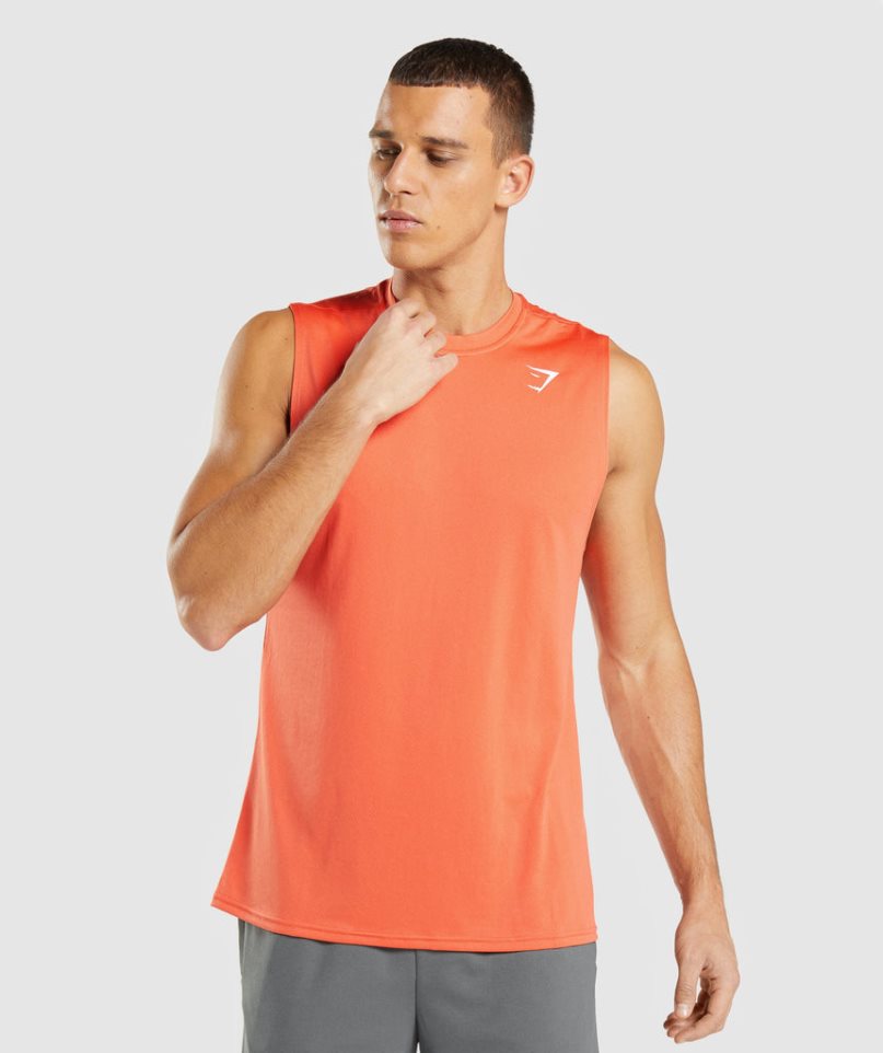 Men\'s Gymshark Arrival Sleeveless Tanks Orange | CA 765ADN